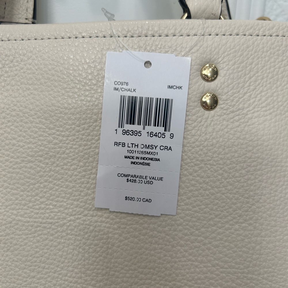 NWT Coach Dempsey Carryall Leather 2 Way Bag in Chalk - Picture 8 of 12